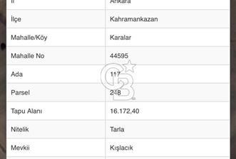 ANKARA KAHRAMANKAZAN KARALAR KIŞLACIK MEVKİİ SATILIK TARLA - 7 - 365811