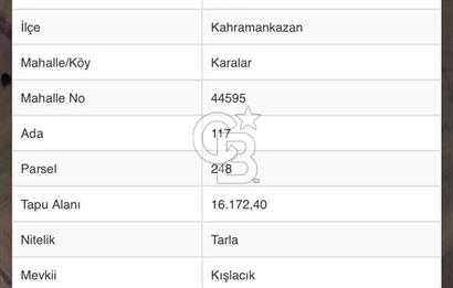 ANKARA KAHRAMANKAZAN KARALAR KIŞLACIK MEVKİİ SATILIK TARLA