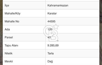 ANKARA KAHRAMANKAZAN KARALAR DAĞ MEVKİİ SATILIK TARLA