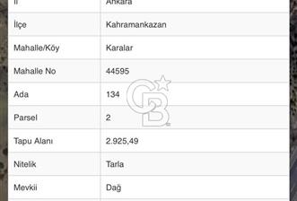 ANKARA KAHRAMANKAZAN KARALAR DAĞ MEVKİİ SATILIK TARLA - 4 - 365826