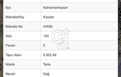 ANKARA KAHRAMANKAZAN KARALAR DAĞ MEVKİİ SATILIK TARLA