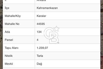 ANKARA KAHRAMANKAZAN KARALAR DAĞ MEVKİİ SATILIK TARLA - 3 - 365828