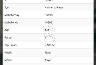 ANKARA KAHRAMANKAZAN KARALAR AKYER MEVKİİ SATILIK TARLA - 2 - 365829