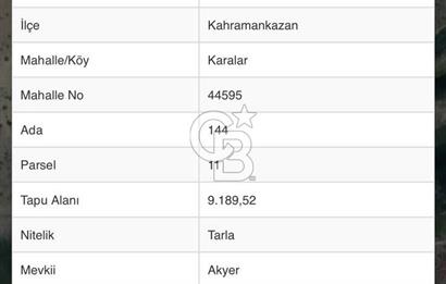 ANKARA KAHRAMANKAZAN KARALAR AKYER MEVKİİ SATILIK TARLA