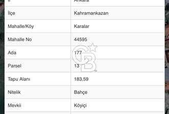 ANKARA KAHRAMANKAZAN KARALAR KÖYİÇİ MEVKİİ SATILIK TARLA - 1 - 365834