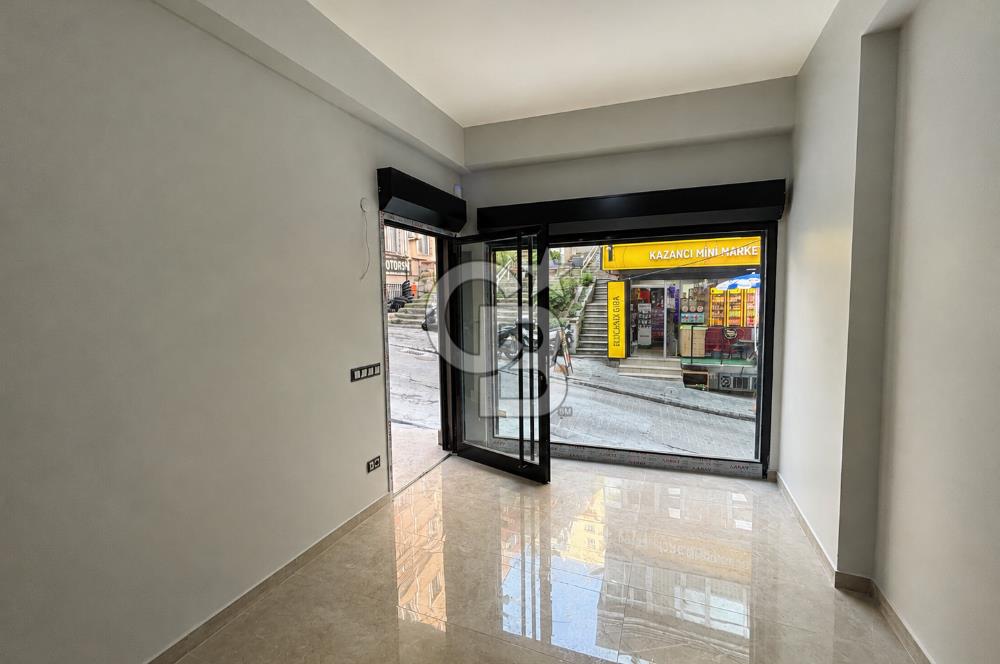 Kazancı'da Yeni Binada İki Katlı Yüksek Tavanlı Kiralık Dükkan