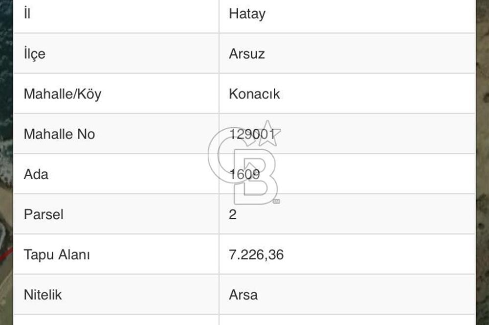 ARSUZ Konacık'ta Denize Sıfır, Turizm İmarlı Satılık Arsa - 7.226 m²  Fırsatı!