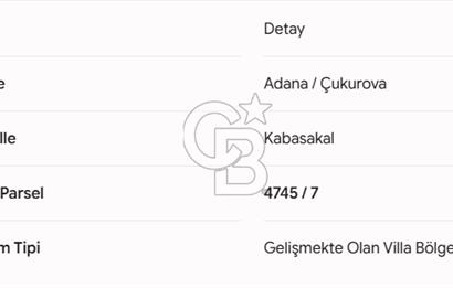 ÇUKUROVA KABASAKAL'DA MUHTEŞEM KONUMLU VİLLA ARSASI
