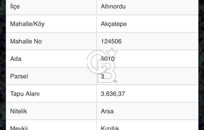 LTINORDU AKÇATEPE’DE ŞEHİR HASTANESİ BÖLGESİNDE E:1.50 – YENÇOK:30.50 M İMARLI 3.636 M² ARSA