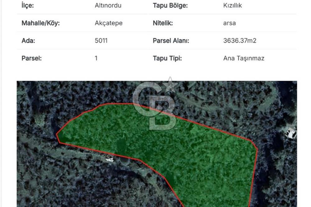 LTINORDU AKÇATEPE’DE ŞEHİR HASTANESİ BÖLGESİNDE E:1.50 – YENÇOK:30.50 M İMARLI 3.636 M² ARSA