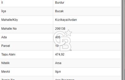 BUCAK KIZILKAYADA SATILIK CADDE ÜZERİ ARSA