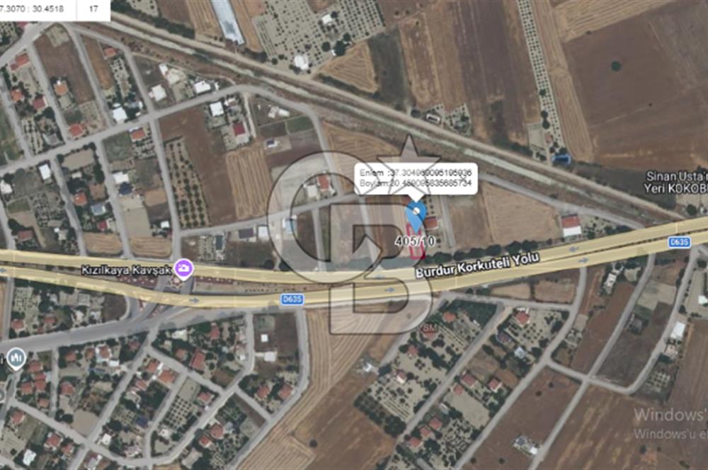 BUCAK KIZILKAYADA SATILIK CADDE ÜZERİ ARSA