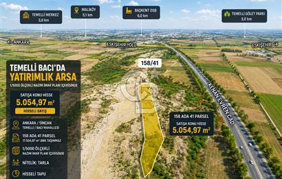 TEMELLİ BACI’DA 1/5000 NAZIM İMAR PLANI İÇERİSİNDE 5.054,97 M² TARLA