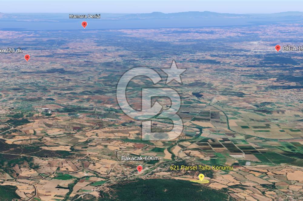 Çanakkale/Biga-BAKACAK Köyü SATILIK 12 DÖNÜM Tarla-220 Ceviz