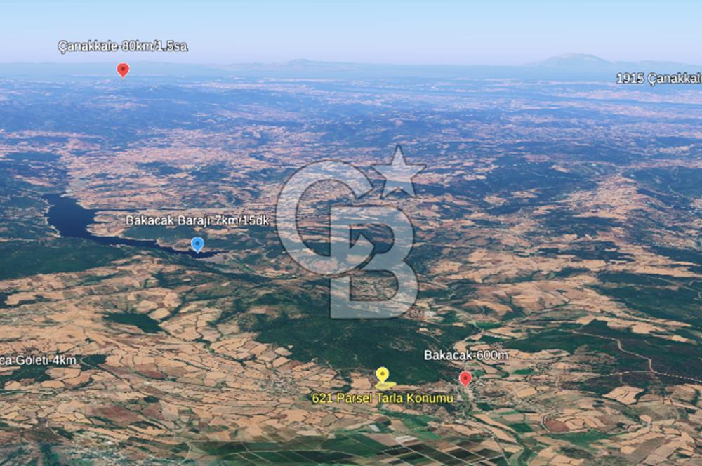 Çanakkale/Biga-BAKACAK Köyü SATILIK 12 DÖNÜM Tarla-220 Ceviz