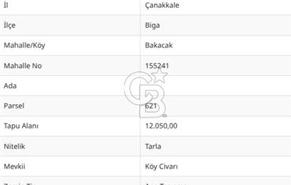 Çanakkale/Biga-BAKACAK Köyü SATILIK 12 DÖNÜM Tarla-220 Ceviz