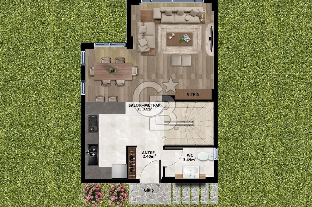 EVONADAN EMİRALEMDE MÜSTAKİL OTOPARK, BAHÇELİ SİTE İÇİ 3+1 VİLLA
