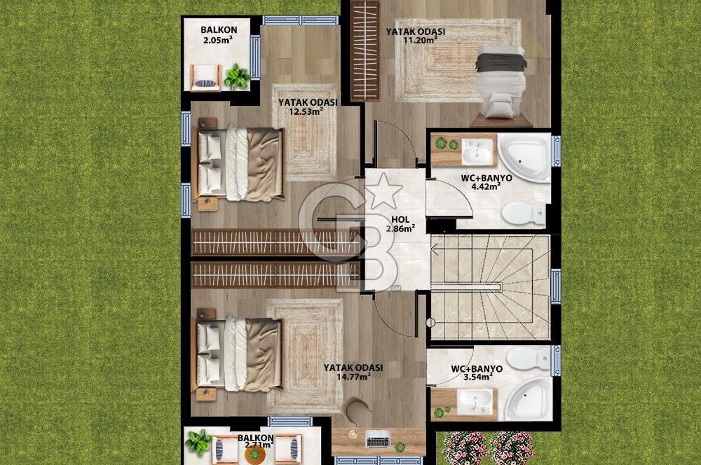 EVONADAN EMİRALEMDE MÜSTAKİL OTOPARK, BAHÇELİ SİTE İÇİ 3+1 VİLLA
