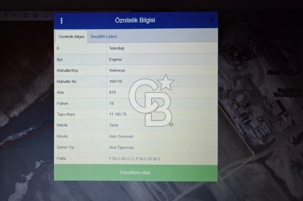 Tekirdağ Ergene Velimeşede Sanayi Bölgesine Komşu Satılık Tarla