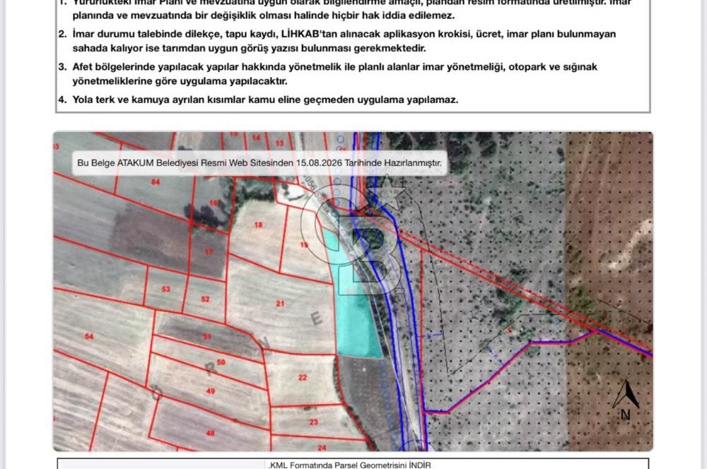 ATAKUM KAMALI’DA YOLU BULUNAN – İMAR SINIRINA YAKIN 1.730 m² SATILIK TARLA HİSSESİ