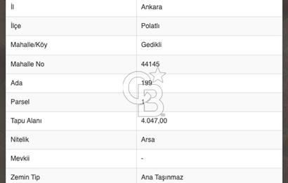 SATILIK VİLLA PARSELİ POLATLI GEDİKLİ BAHÇE MÜSTAKİL PARSEL
