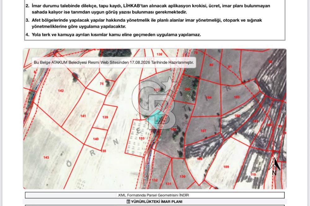 ATAKUM KAMALI – ANA YOLA YAKIN 450 m² PARSELDE SATILIK HİSSELER