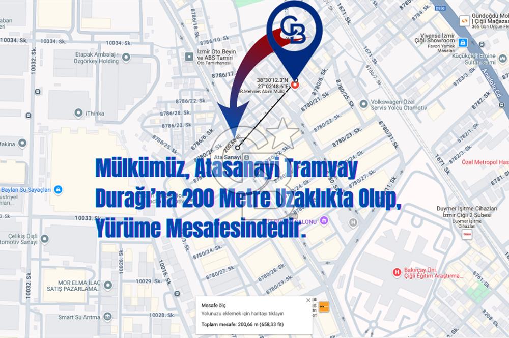 Çiğli Devlet Hastanesi Tramvay İZBAN Yakını Kiralık Eşyalı 1+1