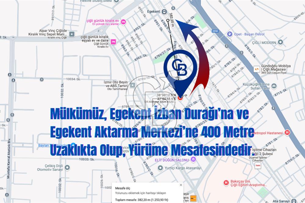 Çiğli Devlet Hastanesi Tramvay İZBAN Yakını Kiralık Eşyalı 1+1