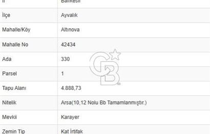 AYVALIK ALTINOVADA MÜSTAKİL VİLLA YAPIMINA UYGUN SATILIK ARSA