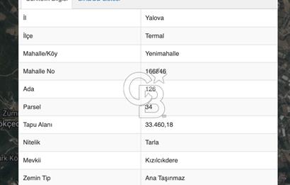 TERMAL YOLU GÖKÇE BARAJI YANINDA 33.460 M2 %40 İMARLI ÖZEL ARAZİ