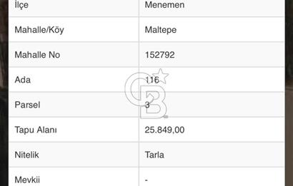 MENEMEN SATILIK TARLA