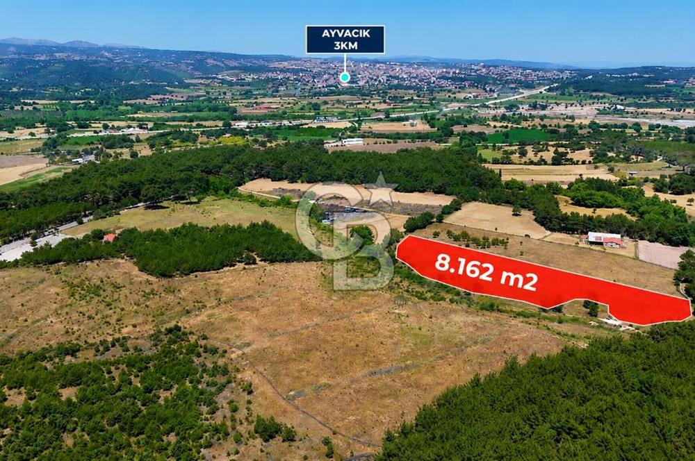 ÇANAKKALE AYVACIK SAZLI KÖYÜNDE 8.162 M² İMARLI SATILIK ARSA