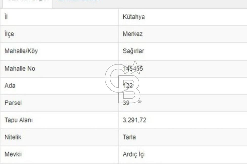 KÜTAHYA MERKEZ SAĞIRLAR KÖYÜ 3 DÖNÜM SATILIK TARLA