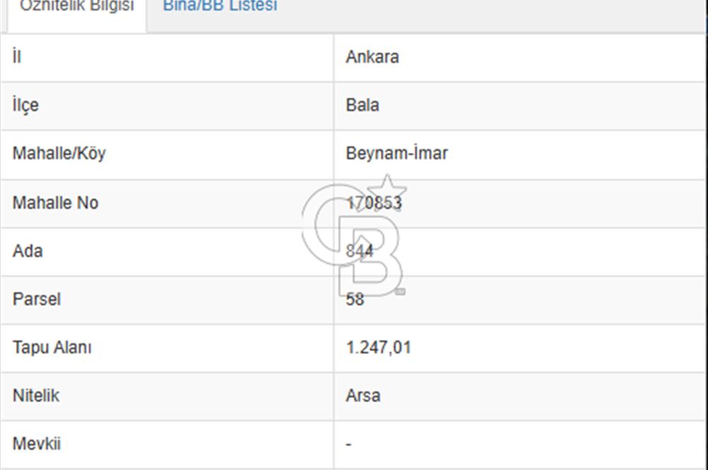 BEYNAMDA DOĞA İÇİNDE VİLLA YAPIMINA UYGUN 1.247 m² SATILIK ARSA
