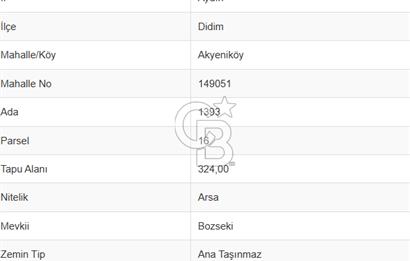 Didim Akyeniköy'de Satılık İmarlı Arsa - 324 m²