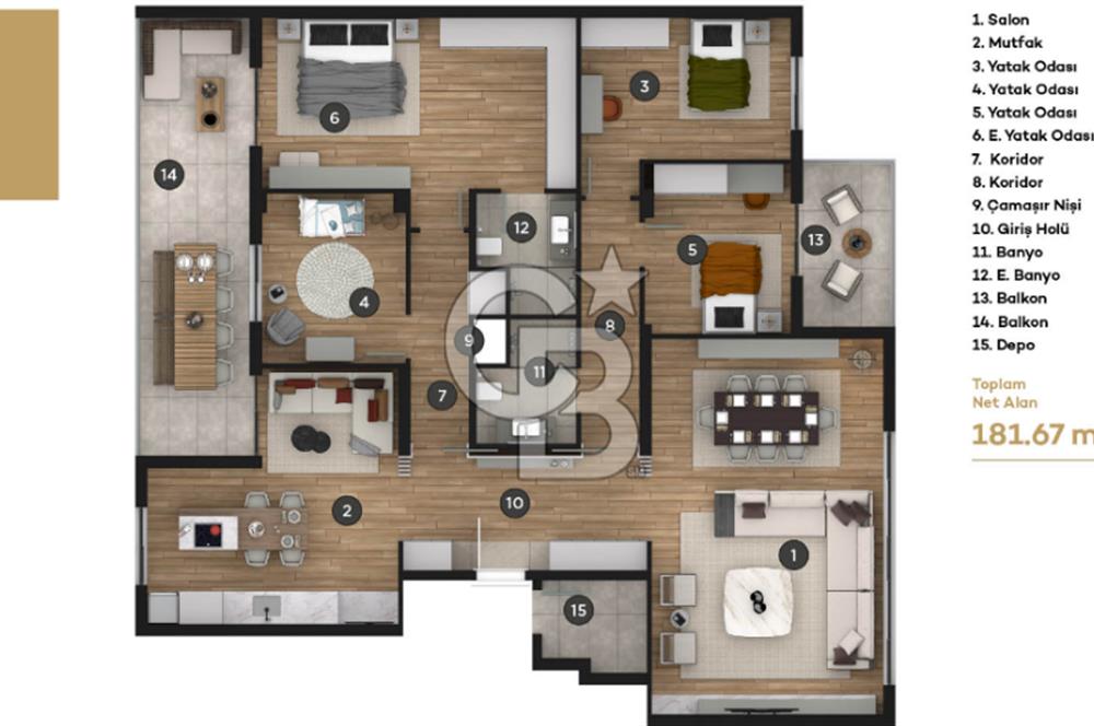 Prestijin ve Konforun Zirvesi Bulvar Beytepe’de Kiralık  4+1 Lüks Daire