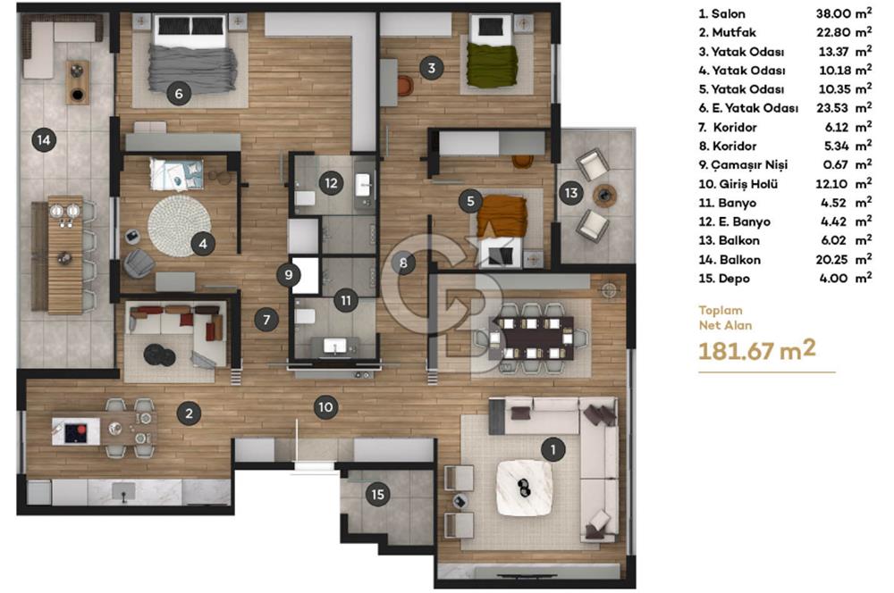 Prestijin ve Konforun Zirvesi Bulvar Beytepe’de Kiralık  4+1 Lüks Daire
