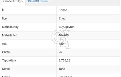 Denize yürüme mesafesinde Yeniyerler Mevkii Satılık 8755m2 Tarla