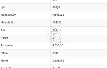 CB Odak'tan Karakuzu'da yola cepheli 4.530 m2 satılık tarla