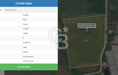 AKSU KUNDU OTELLER BÖLGESİNDE 22.380 M2 ARAZİ