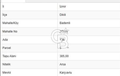 DİKİLİ BADEMLİ'DE (385 M²) VİLLA İMARLI ARSA
