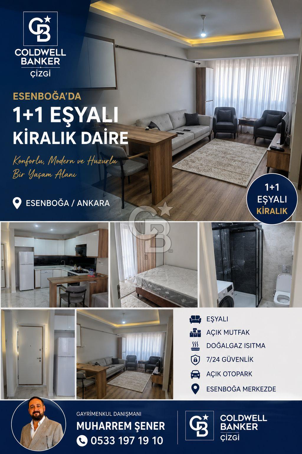 ESENBOĞA HAVALİMANI YOLU ÜZERİNDE | EŞYALI | BALKONLU | 1+1 KİRALIK DAİRE