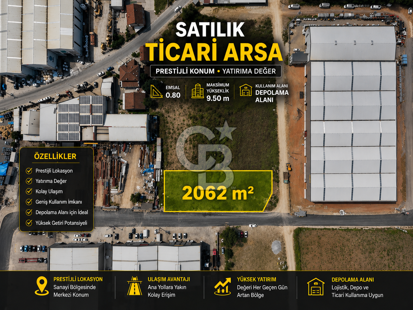 BAŞİSKELE KULLAR'DA SATILIK 2.062 M² DEPOLAMA ALANI | 0.80 EMSAL
