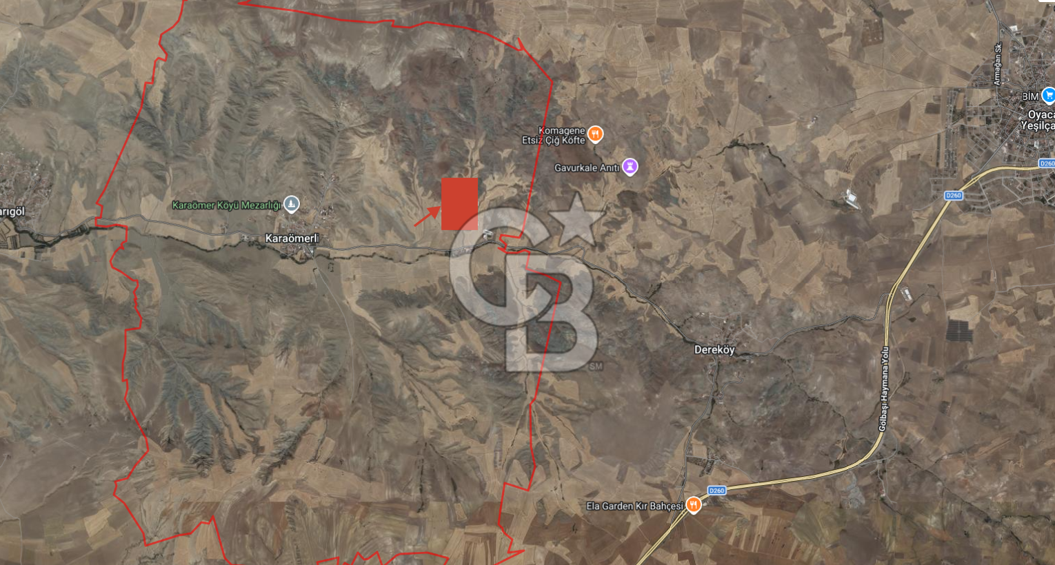 Karaömerli'de Oyaca İmar Sınırı 5000 m² Koop Hissesi