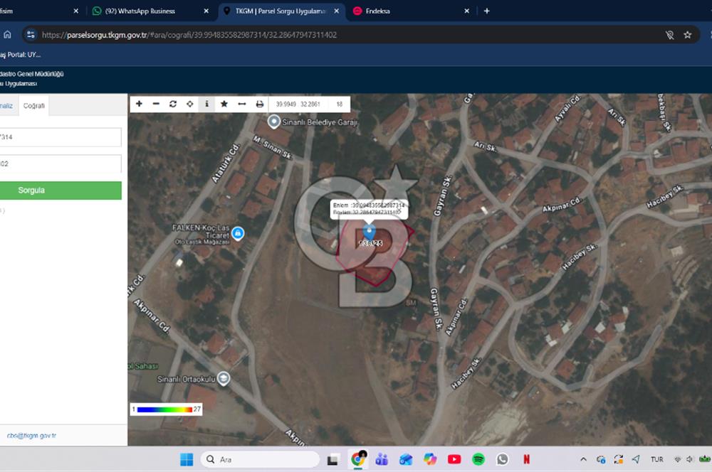 Ayaş Sinanlı'da SATILIK hisseli 916m2 TARLA