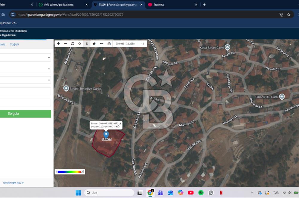 Ayaş Sinanlı'da SATILIK hisseli 916m2 TARLA