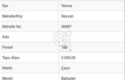ÇANAKKALE YENICE‘DE 4700 METRE² YATIRIMLIK TARLA