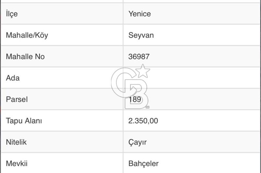 ÇANAKKALE YENICE‘DE 4700 METRE² YATIRIMLIK TARLA