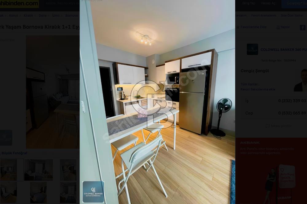 Park Yaşam Bornova Kiralık 1+1 Eşyalı Daire