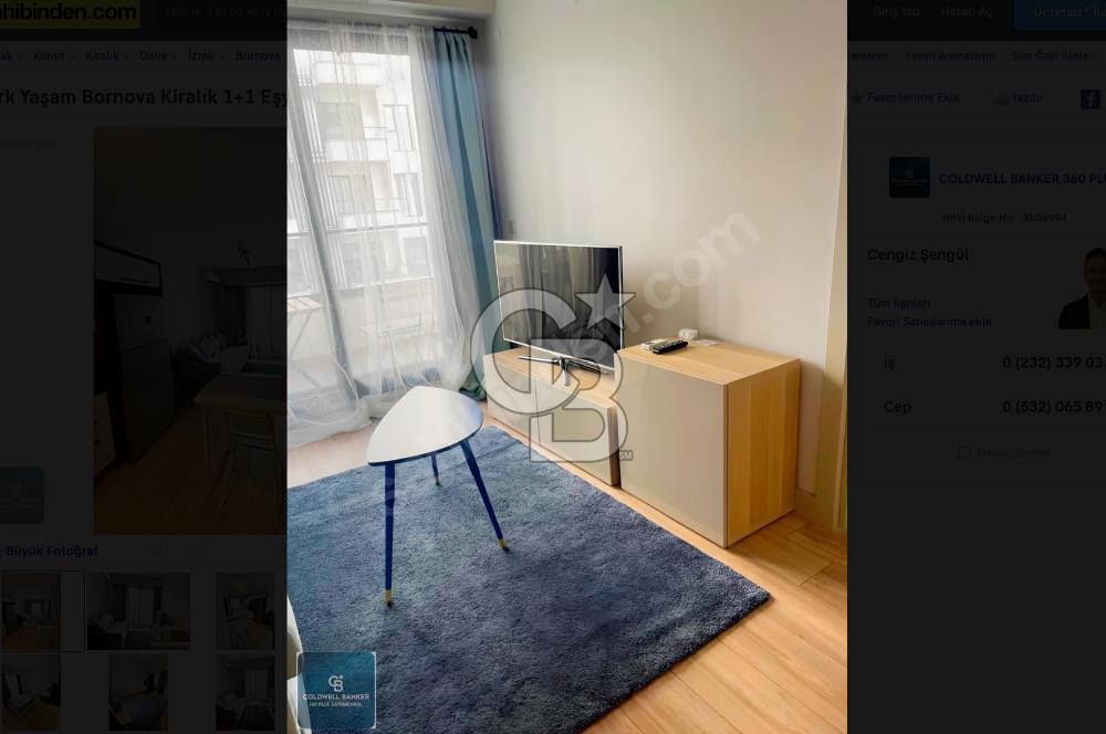 Park Yaşam Bornova Kiralık 1+1 Eşyalı Daire